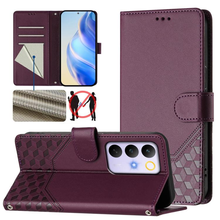 Honeycomb Embossing RFID Leather Phone Case, For Realme 16 Pro 5G Global, For Realme C71 4G India / Note 70 4G, For Realme C85 5G / 15x 5G India, For Realme P4 Pro 5G, For Realme P4 5G, For Realme 15T 5G Global, For Realme 15 / 15 Pro 5G Global        ...