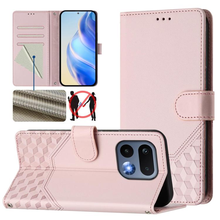 Honeycomb Embossing RFID Leather Phone Case, For Realme 16 Pro 5G Global, For Realme C71 4G India / Note 70 4G, For Realme C85 5G / 15x 5G India, For Realme P4 Pro 5G, For Realme P4 5G, For Realme 15T 5G Global, For Realme 15 / 15 Pro 5G Global        ...