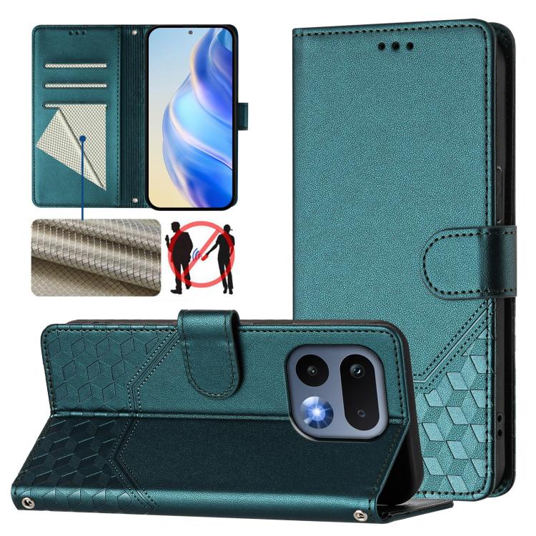 Honeycomb Embossing RFID Leather Phone Case, For Realme 16 Pro 5G Global, For Realme C71 4G India / Note 70 4G, For Realme C85 5G / 15x 5G India, For Realme P4 Pro 5G, For Realme P4 5G, For Realme 15T 5G Global, For Realme 15 / 15 Pro 5G Global        ...