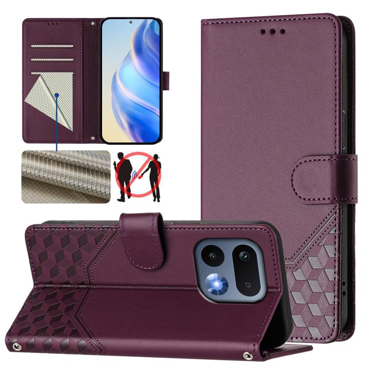 Honeycomb Embossing RFID Leather Phone Case, For Realme 16 Pro 5G Global, For Realme C71 4G India / Note 70 4G, For Realme C85 5G / 15x 5G India, For Realme P4 Pro 5G, For Realme P4 5G, For Realme 15T 5G Global, For Realme 15 / 15 Pro 5G Global        ...