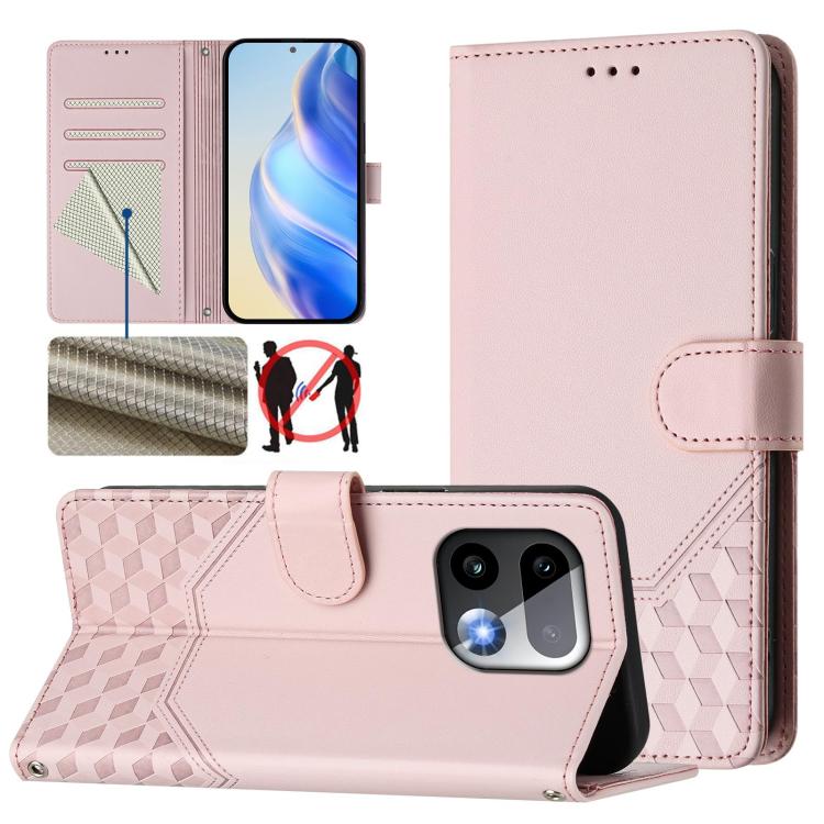 Honeycomb Embossing RFID Leather Phone Case, For Realme P4x 5G / OnePlus Nord CE6 Lite, For Realme 16T 5G Global, For Realme C100 5G, For Realme P4 Power 5G, For Realme Note 80 4G Global, For Realme C83 5G India, For Realme 16 5G Global                ...