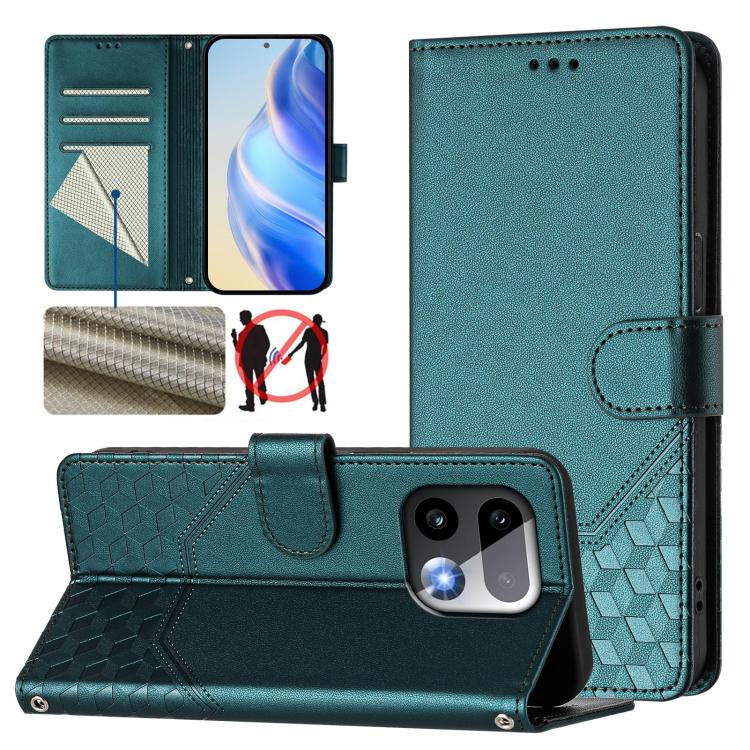 Honeycomb Embossing RFID Leather Phone Case, For Realme P4x 5G / OnePlus Nord CE6 Lite, For Realme 16T 5G Global, For Realme C100 5G, For Realme P4 Power 5G, For Realme Note 80 4G Global, For Realme C83 5G India, For Realme 16 5G Global                ...