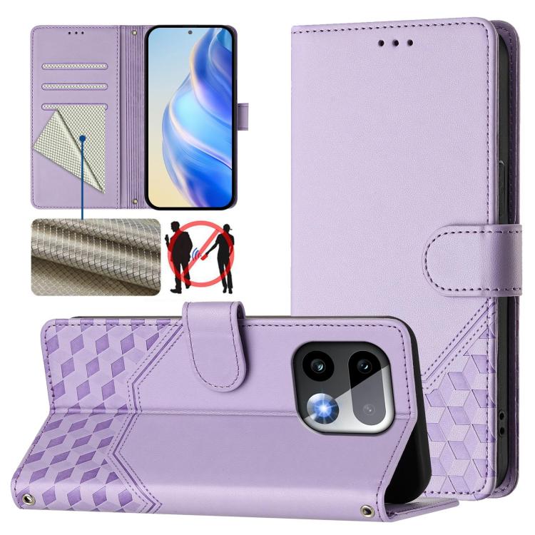 Honeycomb Embossing RFID Leather Phone Case, For Realme P4x 5G / OnePlus Nord CE6 Lite, For Realme 16T 5G Global, For Realme C100 5G, For Realme P4 Power 5G, For Realme Note 80 4G Global, For Realme C83 5G India, For Realme 16 5G Global                ...