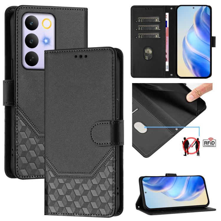 Honeycomb Embossing RFID Leather Phone Case, For Realme P4x 5G / OnePlus Nord CE6 Lite, For Realme 16T 5G Global, For Realme C100 5G, For Realme P4 Power 5G, For Realme Note 80 4G Global, For Realme C83 5G India, For Realme 16 5G Global                ...