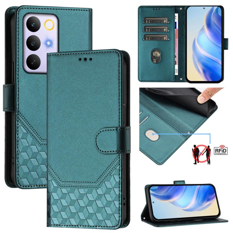 Honeycomb Embossing RFID Leather Phone Case, For Realme P4x 5G / OnePlus Nord CE6 Lite, For Realme 16T 5G Global, For Realme C100 5G, For Realme P4 Power 5G, For Realme Note 80 4G Global, For Realme C83 5G India, For Realme 16 5G Global                ...