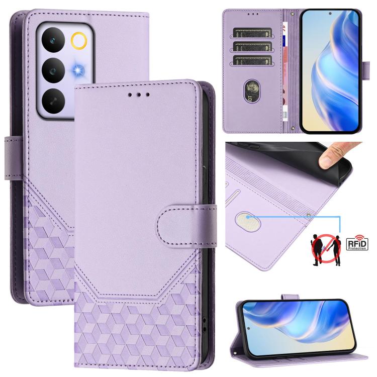 Honeycomb Embossing RFID Leather Phone Case, For Realme P4x 5G / OnePlus Nord CE6 Lite, For Realme 16T 5G Global, For Realme C100 5G, For Realme P4 Power 5G, For Realme Note 80 4G Global, For Realme C83 5G India, For Realme 16 5G Global                ...