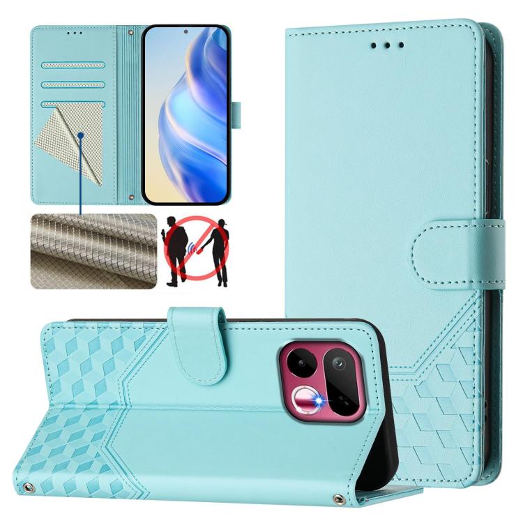 Honeycomb Embossing RFID Leather Phone Case, For Realme P4x 5G / OnePlus Nord CE6 Lite, For Realme 16T 5G Global, For Realme C100 5G, For Realme P4 Power 5G, For Realme Note 80 4G Global, For Realme C83 5G India, For Realme 16 5G Global                ...