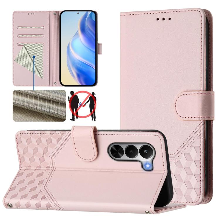 Honeycomb Embossing RFID Leather Phone Case, For Realme P4x 5G / OnePlus Nord CE6 Lite, For Realme 16T 5G Global, For Realme C100 5G, For Realme P4 Power 5G, For Realme Note 80 4G Global, For Realme C83 5G India, For Realme 16 5G Global                ...