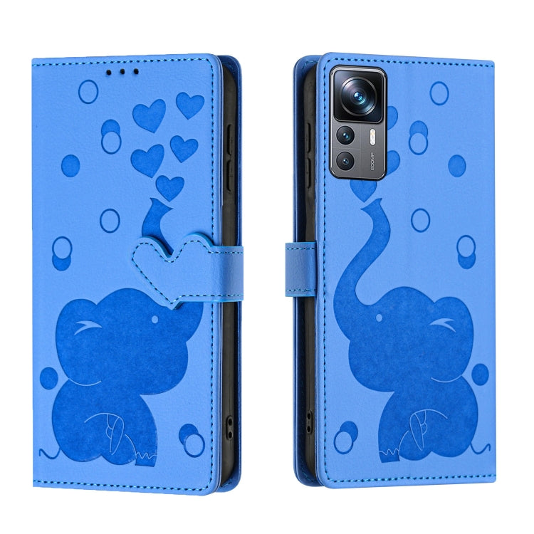 Cartoon Elephant Embossed Leather Phone Case, For Xiaomi Poco C75, For Xiaomi 14T Pro, For Xiaomi 14T, For Xiaomi 13T / 13T Pro, For Xiaomi 12T / 12T Pro, For Xiaomi 11T / 11T Pro, For Xiaomi Mi 11 Lite