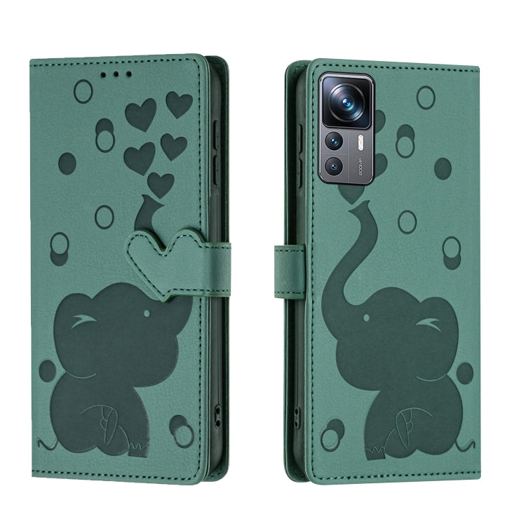 Cartoon Elephant Embossed Leather Phone Case, For Xiaomi Poco C75, For Xiaomi 14T Pro, For Xiaomi 14T, For Xiaomi 13T / 13T Pro, For Xiaomi 12T / 12T Pro, For Xiaomi 11T / 11T Pro, For Xiaomi Mi 11 Lite