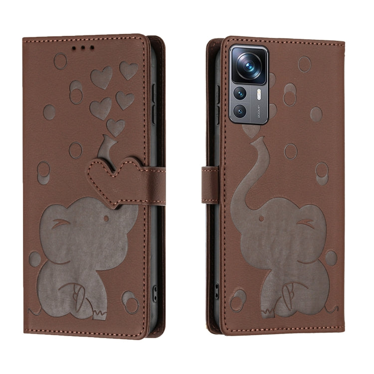 Cartoon Elephant Embossed Leather Phone Case, For Xiaomi Poco C75, For Xiaomi 14T Pro, For Xiaomi 14T, For Xiaomi 13T / 13T Pro, For Xiaomi 12T / 12T Pro, For Xiaomi 11T / 11T Pro, For Xiaomi Mi 11 Lite