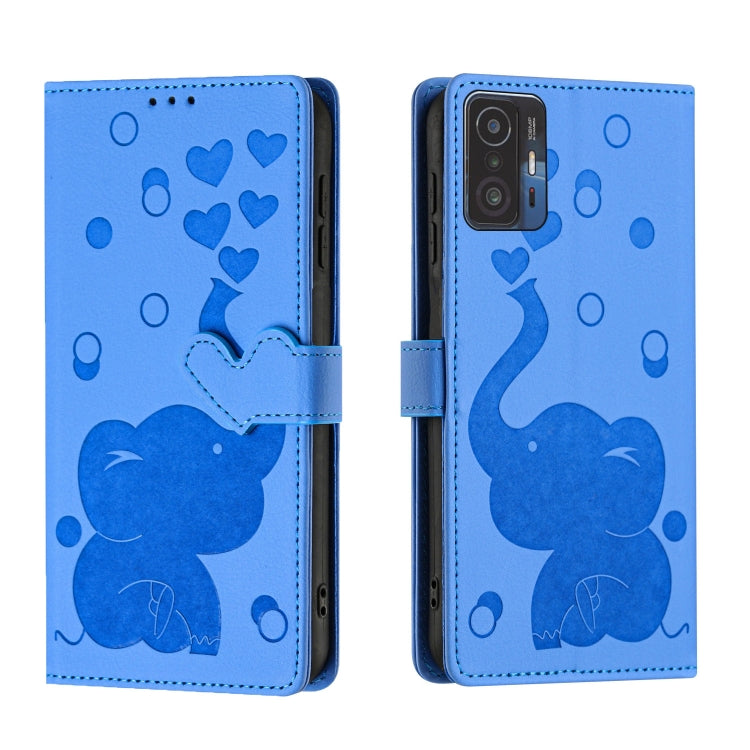 Cartoon Elephant Embossed Leather Phone Case, For Xiaomi Poco C75, For Xiaomi 14T Pro, For Xiaomi 14T, For Xiaomi 13T / 13T Pro, For Xiaomi 12T / 12T Pro, For Xiaomi 11T / 11T Pro, For Xiaomi Mi 11 Lite