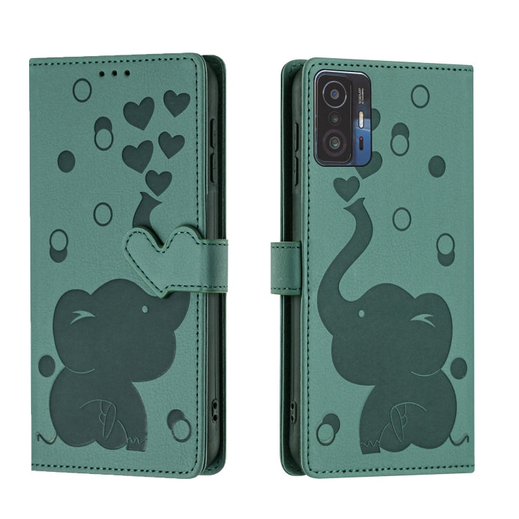 Cartoon Elephant Embossed Leather Phone Case, For Xiaomi Poco C75, For Xiaomi 14T Pro, For Xiaomi 14T, For Xiaomi 13T / 13T Pro, For Xiaomi 12T / 12T Pro, For Xiaomi 11T / 11T Pro, For Xiaomi Mi 11 Lite