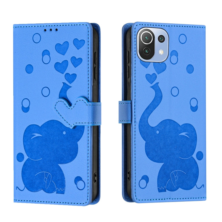 Cartoon Elephant Embossed Leather Phone Case, For Xiaomi Poco C75, For Xiaomi 14T Pro, For Xiaomi 14T, For Xiaomi 13T / 13T Pro, For Xiaomi 12T / 12T Pro, For Xiaomi 11T / 11T Pro, For Xiaomi Mi 11 Lite