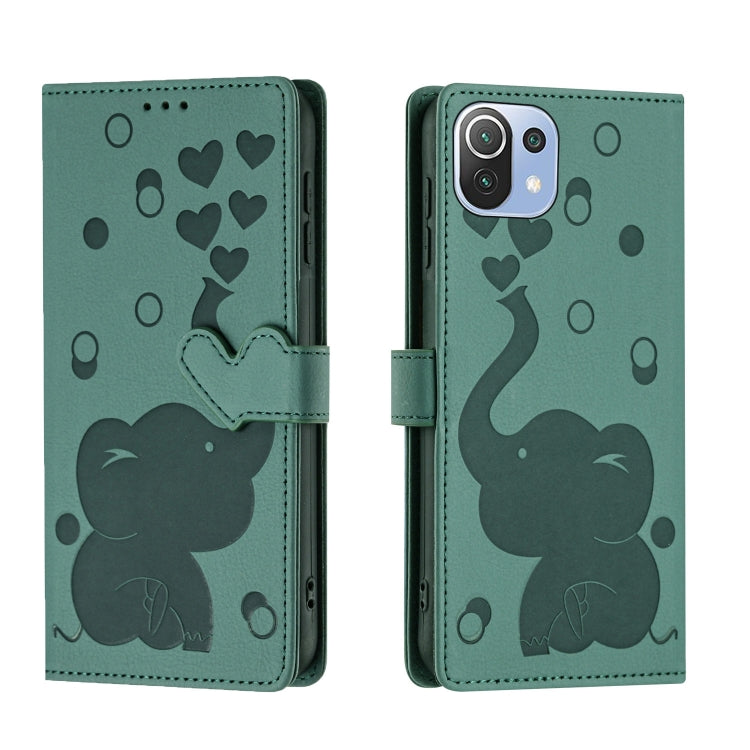 Cartoon Elephant Embossed Leather Phone Case, For Xiaomi Poco C75, For Xiaomi 14T Pro, For Xiaomi 14T, For Xiaomi 13T / 13T Pro, For Xiaomi 12T / 12T Pro, For Xiaomi 11T / 11T Pro, For Xiaomi Mi 11 Lite