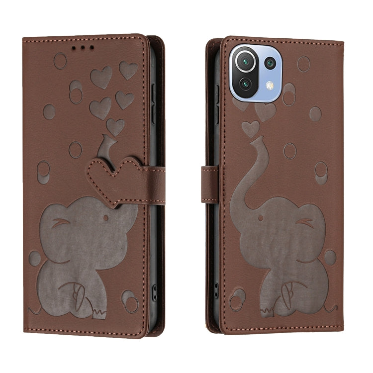 Cartoon Elephant Embossed Leather Phone Case, For Xiaomi Poco C75, For Xiaomi 14T Pro, For Xiaomi 14T, For Xiaomi 13T / 13T Pro, For Xiaomi 12T / 12T Pro, For Xiaomi 11T / 11T Pro, For Xiaomi Mi 11 Lite