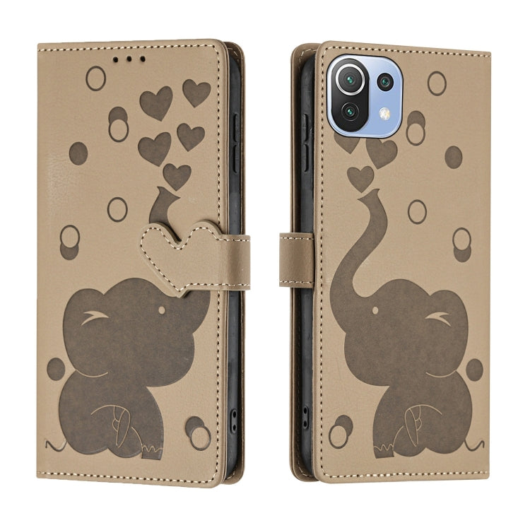 Cartoon Elephant Embossed Leather Phone Case, For Xiaomi Poco C75, For Xiaomi 14T Pro, For Xiaomi 14T, For Xiaomi 13T / 13T Pro, For Xiaomi 12T / 12T Pro, For Xiaomi 11T / 11T Pro, For Xiaomi Mi 11 Lite