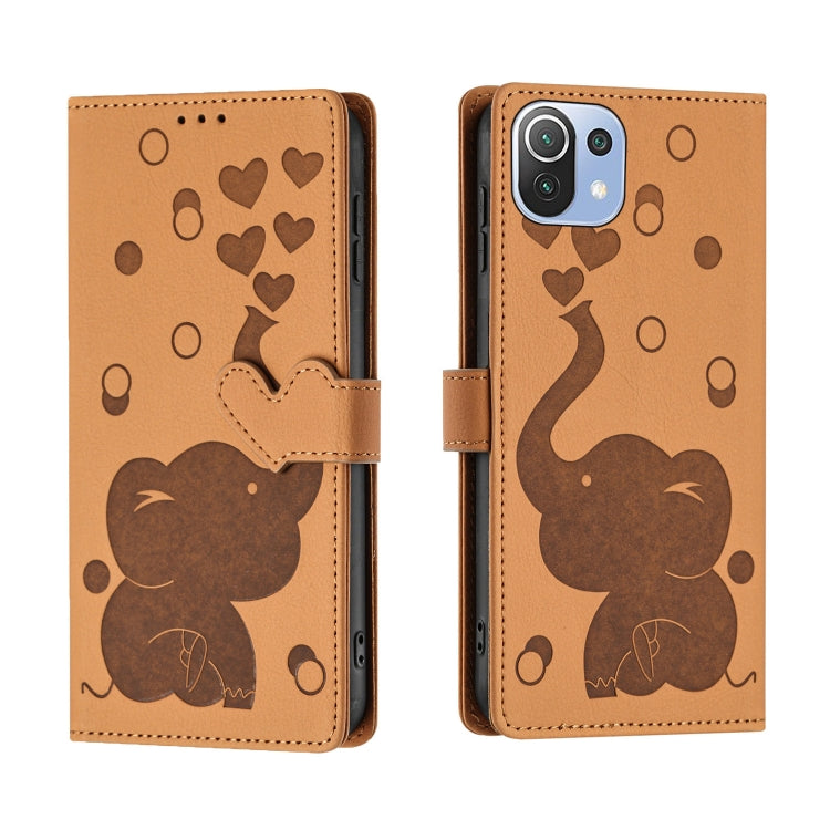 Cartoon Elephant Embossed Leather Phone Case, For Xiaomi Poco C75, For Xiaomi 14T Pro, For Xiaomi 14T, For Xiaomi 13T / 13T Pro, For Xiaomi 12T / 12T Pro, For Xiaomi 11T / 11T Pro, For Xiaomi Mi 11 Lite