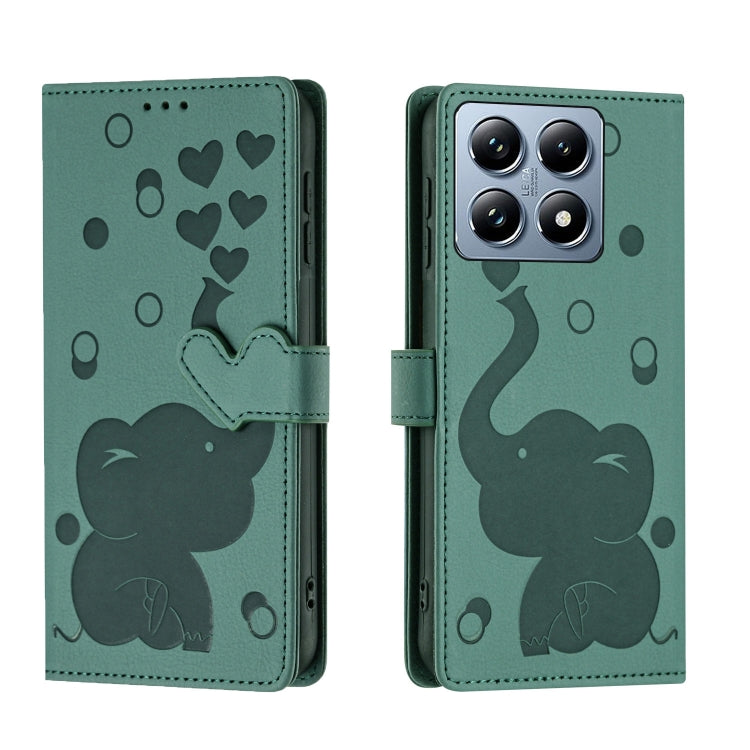 Cartoon Elephant Embossed Leather Phone Case, For Xiaomi Poco C75, For Xiaomi 14T Pro, For Xiaomi 14T, For Xiaomi 13T / 13T Pro, For Xiaomi 12T / 12T Pro, For Xiaomi 11T / 11T Pro, For Xiaomi Mi 11 Lite