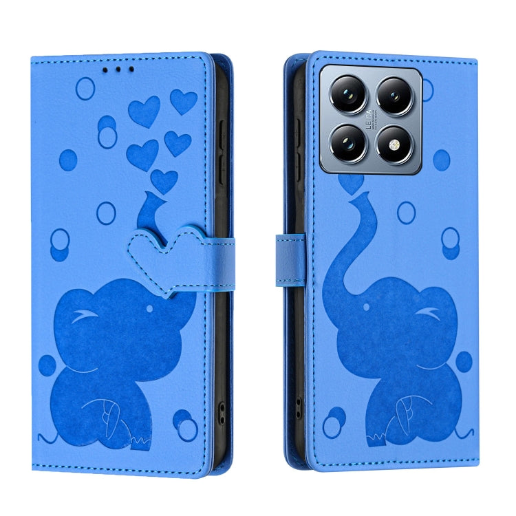 Cartoon Elephant Embossed Leather Phone Case, For Xiaomi Poco C75, For Xiaomi 14T Pro, For Xiaomi 14T, For Xiaomi 13T / 13T Pro, For Xiaomi 12T / 12T Pro, For Xiaomi 11T / 11T Pro, For Xiaomi Mi 11 Lite