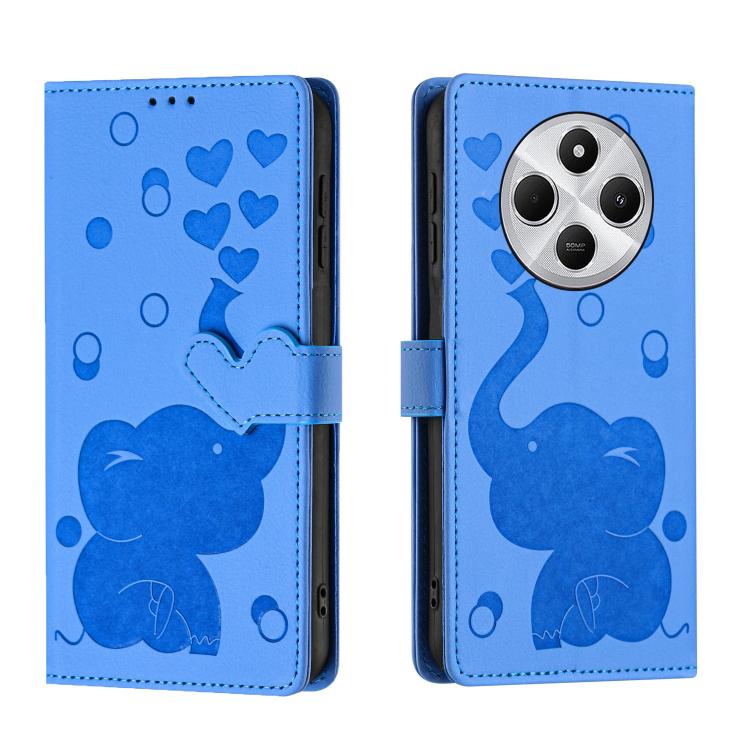 Cartoon Elephant Embossed Leather Phone Case, For Xiaomi Poco C75, For Xiaomi 14T Pro, For Xiaomi 14T, For Xiaomi 13T / 13T Pro, For Xiaomi 12T / 12T Pro, For Xiaomi 11T / 11T Pro, For Xiaomi Mi 11 Lite