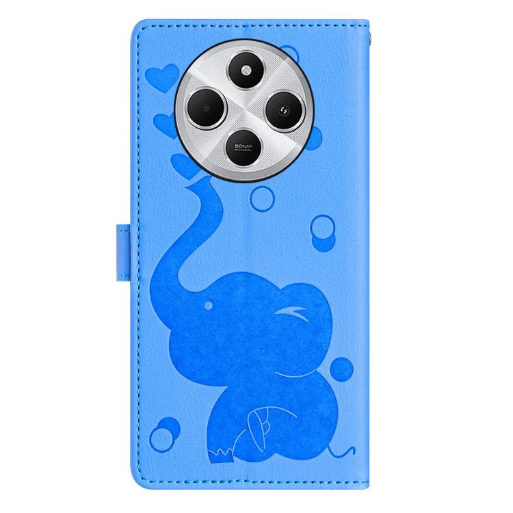 Cartoon Elephant Embossed Leather Phone Case, For Xiaomi Poco C75, For Xiaomi 14T Pro, For Xiaomi 14T, For Xiaomi 13T / 13T Pro, For Xiaomi 12T / 12T Pro, For Xiaomi 11T / 11T Pro, For Xiaomi Mi 11 Lite