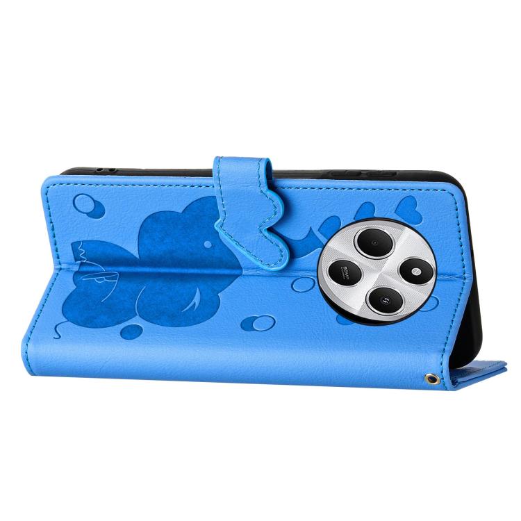 Cartoon Elephant Embossed Leather Phone Case, For Xiaomi Poco C75, For Xiaomi 14T Pro, For Xiaomi 14T, For Xiaomi 13T / 13T Pro, For Xiaomi 12T / 12T Pro, For Xiaomi 11T / 11T Pro, For Xiaomi Mi 11 Lite