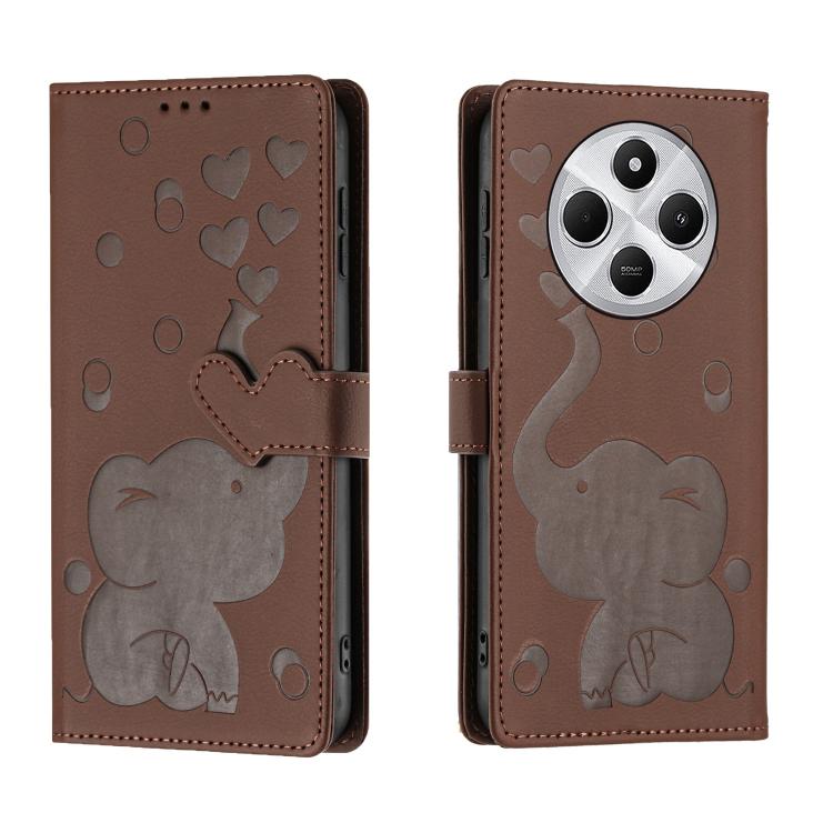Cartoon Elephant Embossed Leather Phone Case, For Xiaomi Poco C75, For Xiaomi 14T Pro, For Xiaomi 14T, For Xiaomi 13T / 13T Pro, For Xiaomi 12T / 12T Pro, For Xiaomi 11T / 11T Pro, For Xiaomi Mi 11 Lite