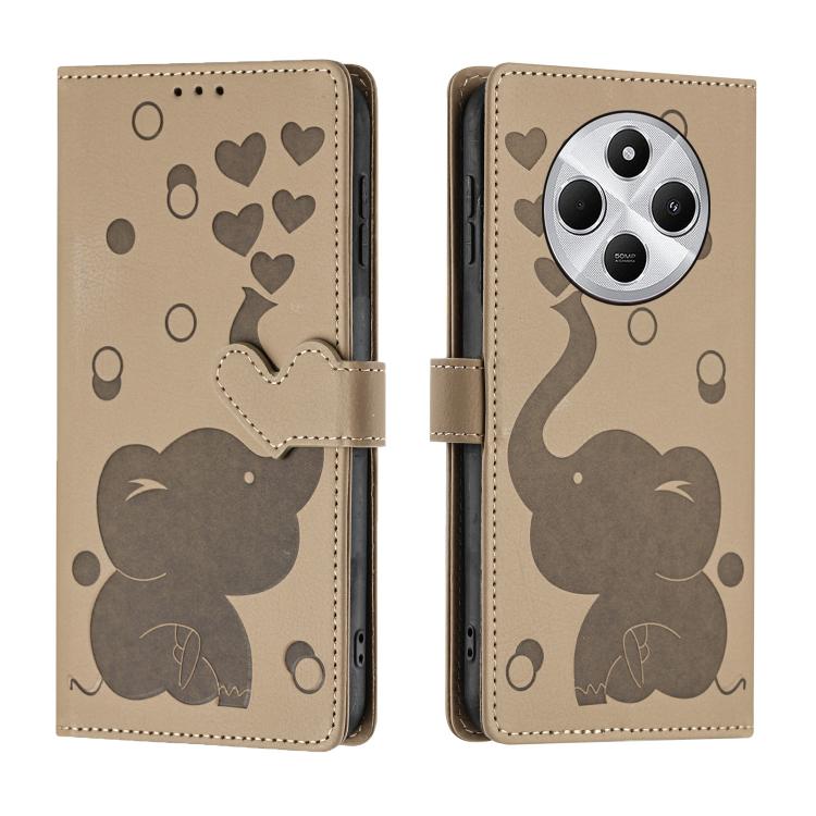 Cartoon Elephant Embossed Leather Phone Case, For Xiaomi Poco C75, For Xiaomi 14T Pro, For Xiaomi 14T, For Xiaomi 13T / 13T Pro, For Xiaomi 12T / 12T Pro, For Xiaomi 11T / 11T Pro, For Xiaomi Mi 11 Lite