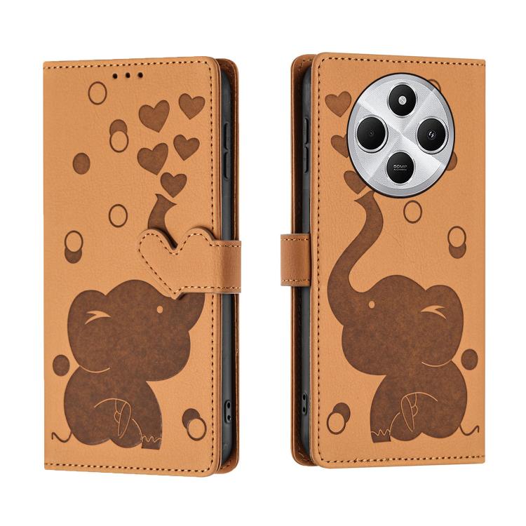 Cartoon Elephant Embossed Leather Phone Case, For Xiaomi Poco C75, For Xiaomi 14T Pro, For Xiaomi 14T, For Xiaomi 13T / 13T Pro, For Xiaomi 12T / 12T Pro, For Xiaomi 11T / 11T Pro, For Xiaomi Mi 11 Lite