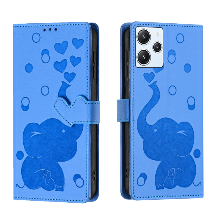 Cartoon Elephant Embossed Leather Phone Case, For Redmi Note 13 5G, For Redmi Note 13 Pro+, For Redmi 12 4G / 5G, For Redmi Note 12S 4G, For Redmi Note 12 4G, For Redmi Note 12 Pro 5G, For Redmi Note 12 5G, For Redmi Note 11 Pro 4G / 5G                ...