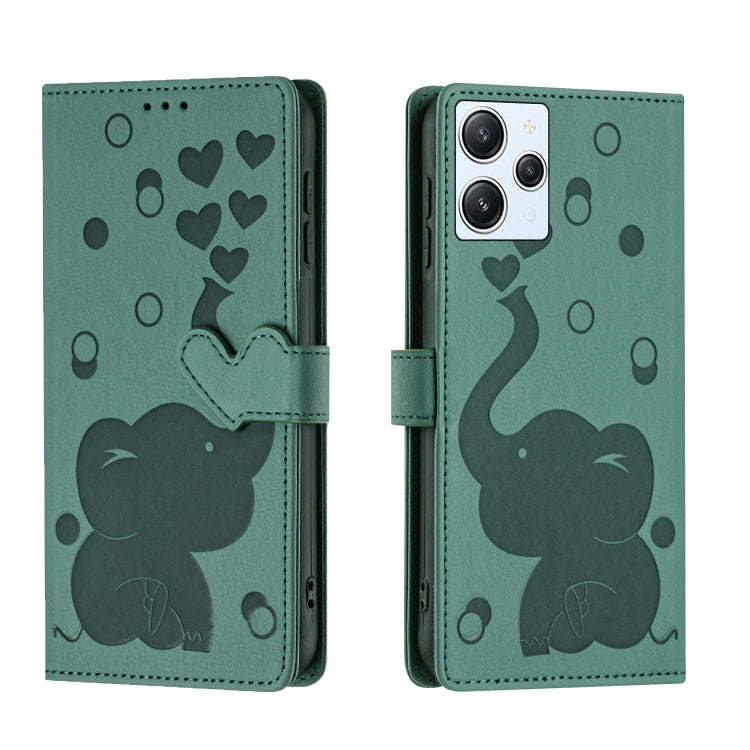 Cartoon Elephant Embossed Leather Phone Case, For Redmi Note 13 5G, For Redmi Note 13 Pro+, For Redmi 12 4G / 5G, For Redmi Note 12S 4G, For Redmi Note 12 4G, For Redmi Note 12 Pro 5G, For Redmi Note 12 5G, For Redmi Note 11 Pro 4G / 5G                ...