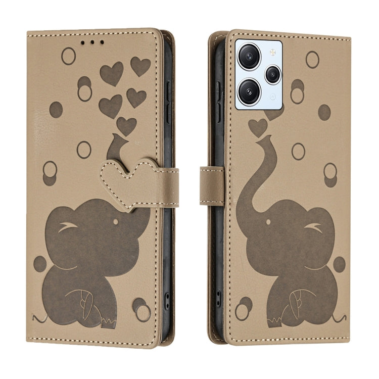 Cartoon Elephant Embossed Leather Phone Case, For Redmi Note 13 5G, For Redmi Note 13 Pro+, For Redmi 12 4G / 5G, For Redmi Note 12S 4G, For Redmi Note 12 4G, For Redmi Note 12 Pro 5G, For Redmi Note 12 5G, For Redmi Note 11 Pro 4G / 5G                ...