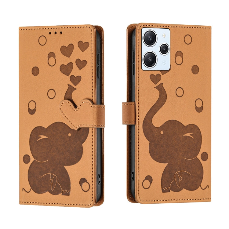 Cartoon Elephant Embossed Leather Phone Case, For Redmi Note 13 5G, For Redmi Note 13 Pro+, For Redmi 12 4G / 5G, For Redmi Note 12S 4G, For Redmi Note 12 4G, For Redmi Note 12 Pro 5G, For Redmi Note 12 5G, For Redmi Note 11 Pro 4G / 5G                ...