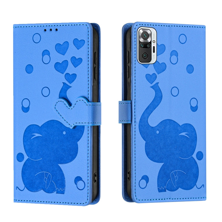 Cartoon Elephant Embossed Leather Phone Case, For Redmi Note 10 Pro