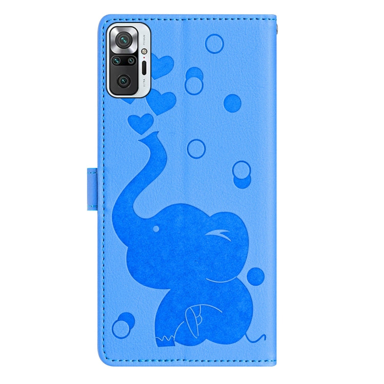 Cartoon Elephant Embossed Leather Phone Case, For Redmi Note 10 Pro