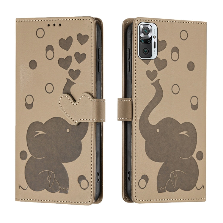 Cartoon Elephant Embossed Leather Phone Case, For Redmi Note 10 Pro