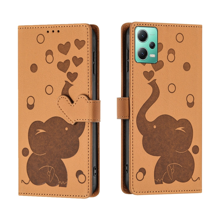 Cartoon Elephant Embossed Leather Phone Case, For Redmi Note 13 5G, For Redmi Note 13 Pro+, For Redmi 12 4G / 5G, For Redmi Note 12S 4G, For Redmi Note 12 4G, For Redmi Note 12 Pro 5G, For Redmi Note 12 5G, For Redmi Note 11 Pro 4G / 5G                ...
