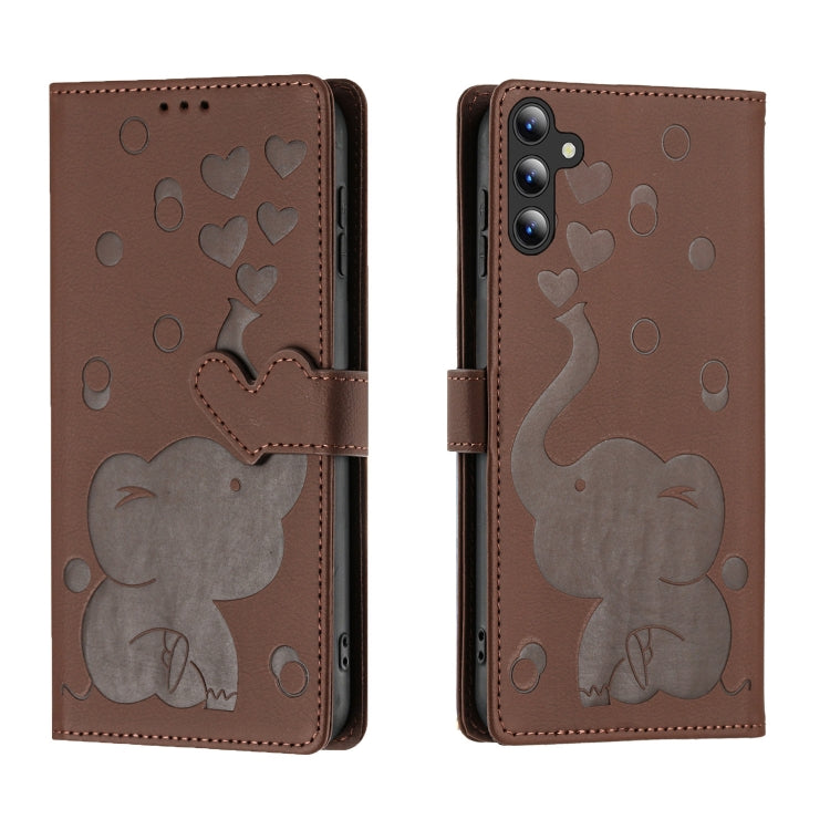 Cartoon Elephant Embossed Leather Phone Case, For Samsung Galaxy A55 5G, For Samsung Galaxy A35 5G, For Samsung Galaxy A05s, For Samsung Galaxy A25 5G, For Samsung Galaxy A24 4G, For Samsung Galaxy A23 5G, For Samsung Galaxy A14, For Samsung Galaxy A34...