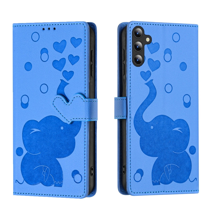Cartoon Elephant Embossed Leather Phone Case, For Samsung Galaxy A55 5G, For Samsung Galaxy A35 5G, For Samsung Galaxy A05s, For Samsung Galaxy A25 5G, For Samsung Galaxy A24 4G, For Samsung Galaxy A23 5G, For Samsung Galaxy A14, For Samsung Galaxy A34...