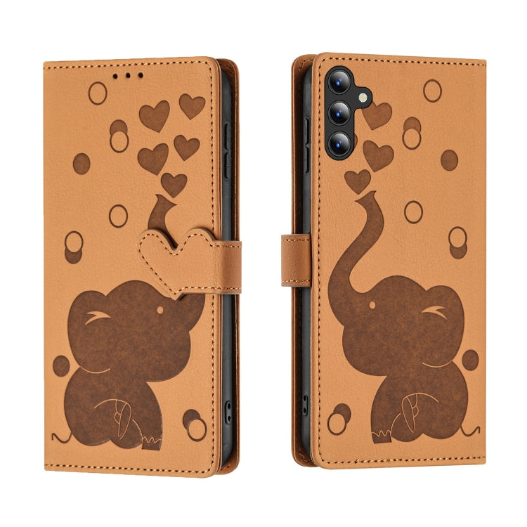 Cartoon Elephant Embossed Leather Phone Case, For Samsung Galaxy A55 5G, For Samsung Galaxy A35 5G, For Samsung Galaxy A05s, For Samsung Galaxy A25 5G, For Samsung Galaxy A24 4G, For Samsung Galaxy A23 5G, For Samsung Galaxy A14, For Samsung Galaxy A34...
