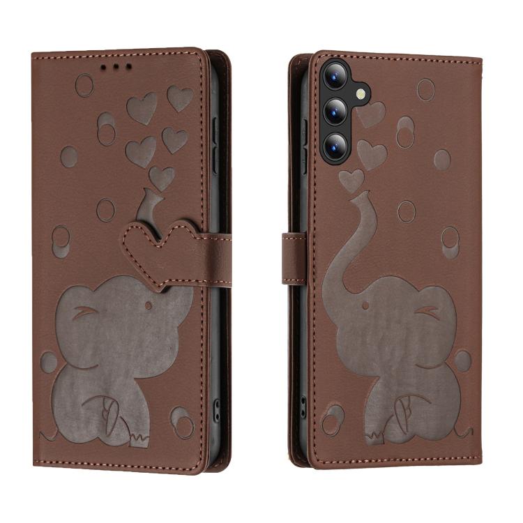 Cartoon Elephant Embossed Leather Phone Case, For Samsung Galaxy A57 5G, For Samsung Galaxy A37 5G, For Galaxy A27 5G, For Samsung Galaxy A17 5G / A26 5G, For Samsung Galaxy A56 5G, For Samsung Galaxy A26 5G, For Samsung Galaxy A36 5G                  ...