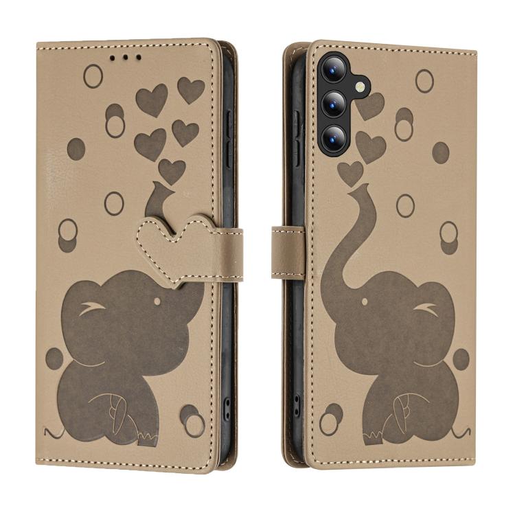 Cartoon Elephant Embossed Leather Phone Case, For Samsung Galaxy A57 5G, For Samsung Galaxy A37 5G, For Galaxy A27 5G, For Samsung Galaxy A17 5G / A26 5G, For Samsung Galaxy A56 5G, For Samsung Galaxy A26 5G, For Samsung Galaxy A36 5G                  ...