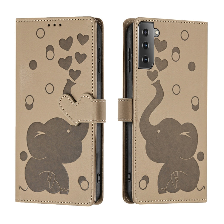 Cartoon Elephant Embossed Leather Phone Case, For Samsung Galaxy S22 5G, For Samsung Galaxy S21 FE 5G, For Samsung Galaxy S21 5G, For Samsung Galaxy S21+ 5G, For Samsung Galaxy S21 Ultra 5G