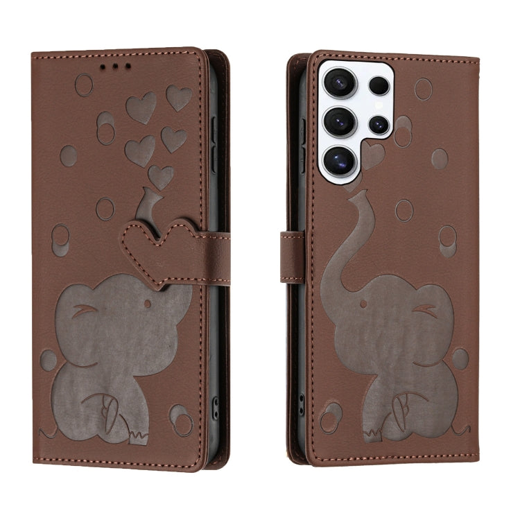 Cartoon Elephant Embossed Leather Phone Case, For Galaxy S26 FE 5G, For Samsung Galaxy S26+ 5G, For Samsung Galaxy S26 Ultra 5G, For Samsung Galaxy S26 5G, For Samsung Galaxy S25 FE 5G, For Samsung Galaxy S25 5G, For Samsung Galaxy S25+ 5G             ...