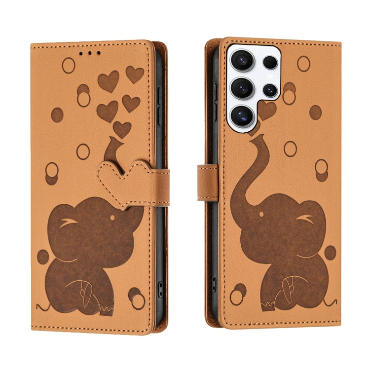Cartoon Elephant Embossed Leather Phone Case, For Galaxy S26 FE 5G, For Samsung Galaxy S26+ 5G, For Samsung Galaxy S26 Ultra 5G, For Samsung Galaxy S26 5G, For Samsung Galaxy S25 FE 5G, For Samsung Galaxy S25 5G, For Samsung Galaxy S25+ 5G             ...