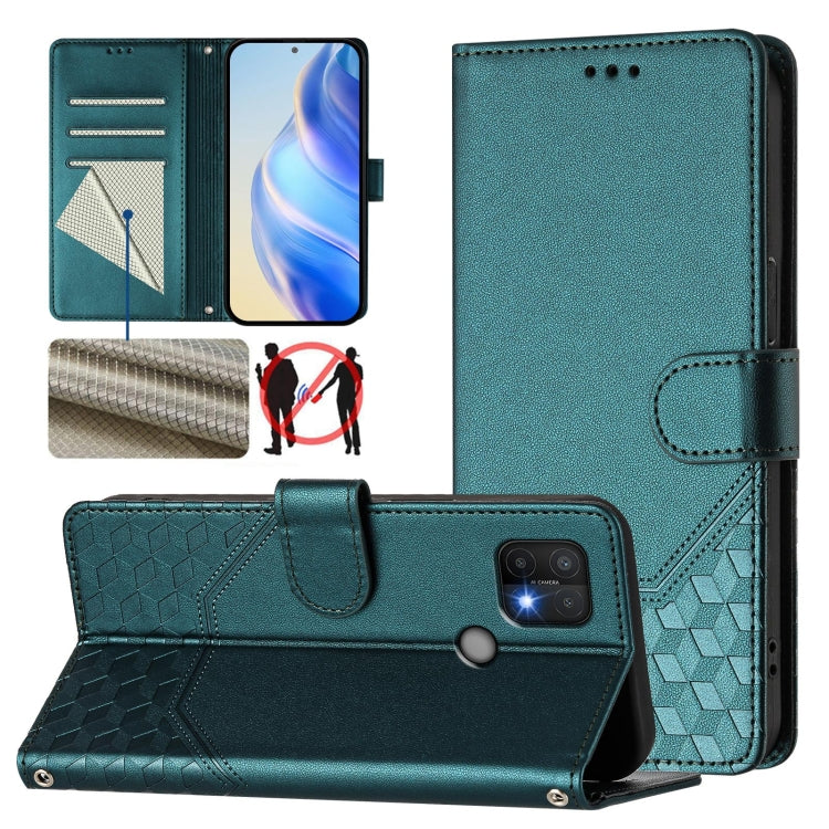 Honeycomb Embossing RFID Leather Phone Case, For OPPO Find X5, For OPPO Reno7 5G Global / Find X5 Lite, For OPPO A36 4G / A76 4G / A96 4G, For OPPO A54 4G / A54s / A55 5G / A16 / A16s, For OPPO A74 4G / F19 / F19s / A95 4G, For OPPO A15 / A15s / A35 20...