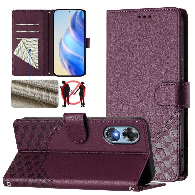 Honeycomb Embossing RFID Leather Phone Case, For OPPO A1 Pro 5G / Reno8 T 5G Global, For OPPO Reno9 5G / Reno9 Pro 5G, For OPPO A17 4G Global / A17k, For OPPO A57 4G / A77 4G / A57s 4G Global, For OPPO A77 5G / A97 5G, For OPPO Reno8 Pro 5G Global     ...