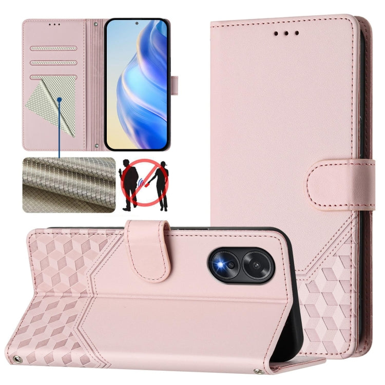Honeycomb Embossing RFID Leather Phone Case, For OPPO F27 Pro+, For OPPO A60 4G Global, For OPPO Reno11 F 5G Global, For OPPO Find X7, For OPPO Reno11 5G Global, For OPPO Reno11 Pro 5G Global, For OPPO Find X7 Ultra, For OPPO A38 4G / A18 4G Global