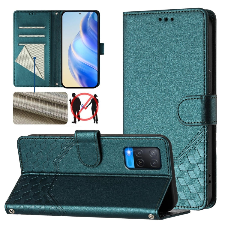 Honeycomb Embossing RFID Leather Phone Case, For OPPO Find X5, For OPPO Reno7 5G Global / Find X5 Lite, For OPPO A36 4G / A76 4G / A96 4G, For OPPO A54 4G / A54s / A55 5G / A16 / A16s, For OPPO A74 4G / F19 / F19s / A95 4G, For OPPO A15 / A15s / A35 20...